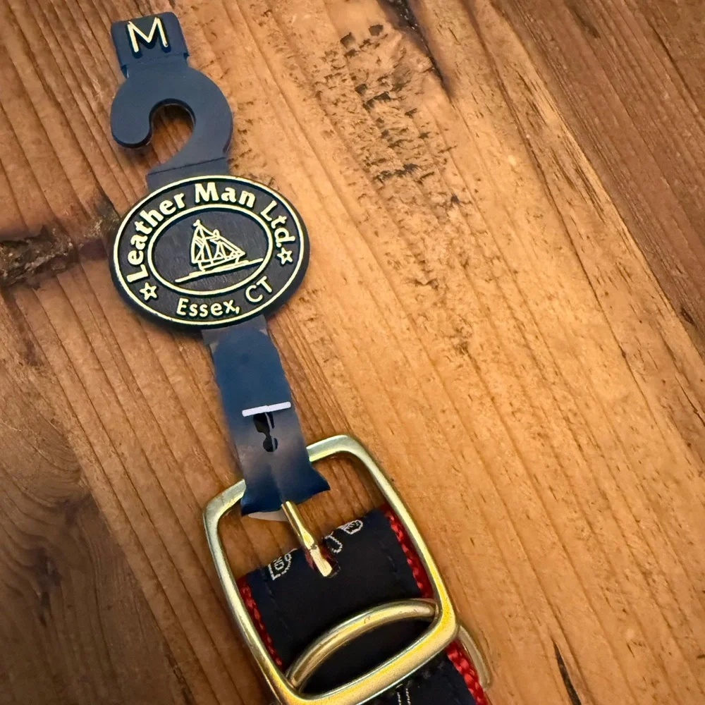 Red Navy Dog Collar Gold Accents Size M Nautical The Bitter End Knot nautical